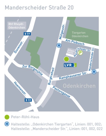 Anfahrtsplan zum Peter-Röhl-Haus, Manderscheider Straße 20